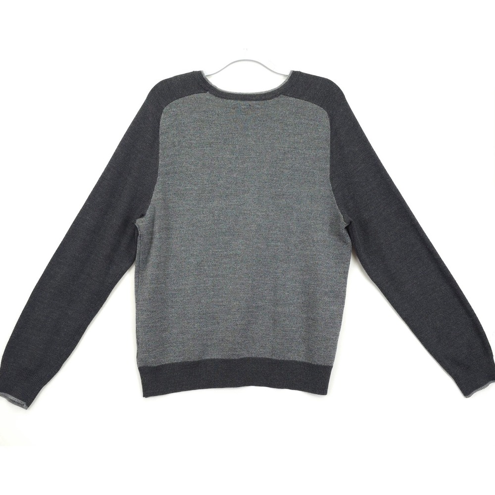 APT.9 Sweater Men XL Gray Crew Neck Colorblock Merino Wool Blend Pullover Knit - Picture 4 of 10